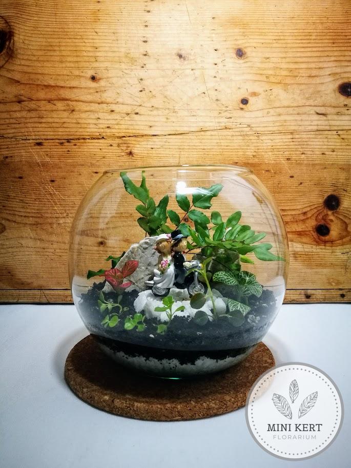 üveggömb florárium esküvői ajándék