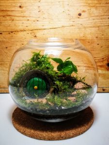üveggömb florárium hobbit ház bejárattal