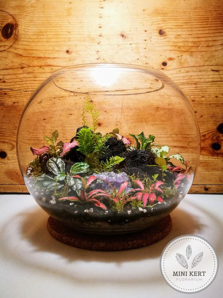üveggömb florárium kristállyal